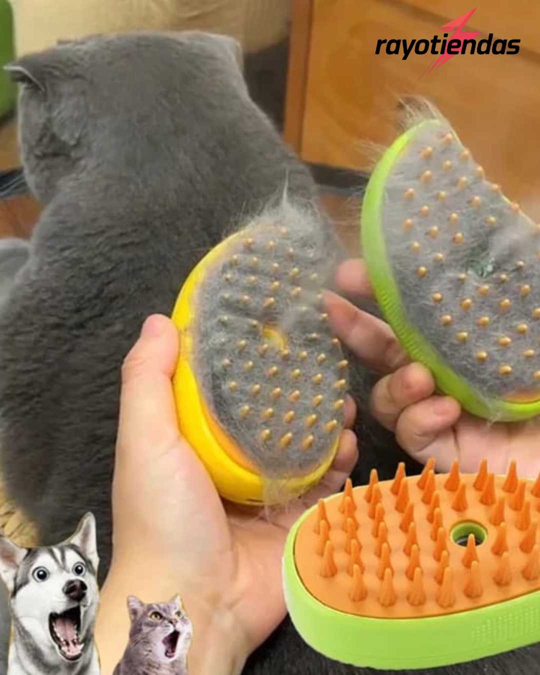 CEPILLO DE VAPOR 3 EN 1 PARA MASCOTAS